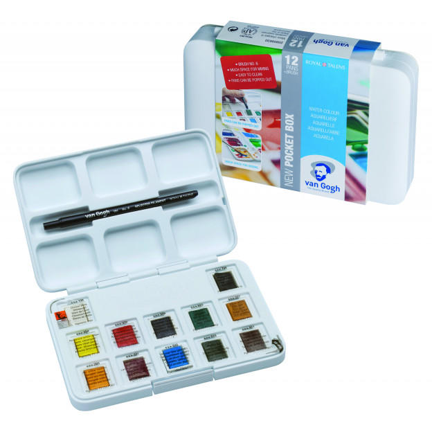 VAN GOGH BOITE AQUARELLE 12 DEMI-GODETS + PINCEAU