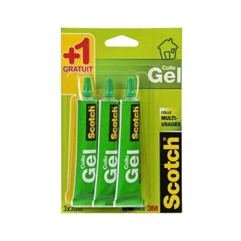 Scotch lot de 3 tubes de colle gel transparent 30g 