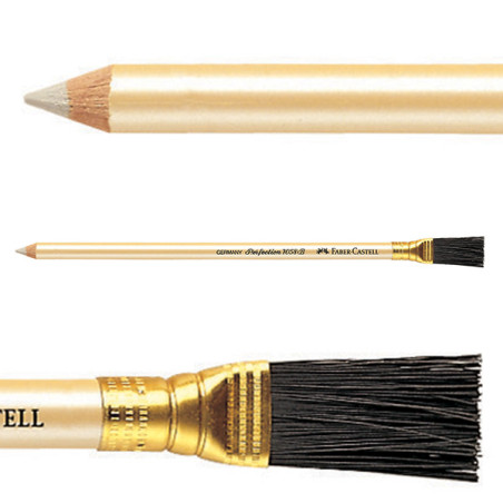 Découvrez le crayon gomme Perfection 7058 Faber Castell, un crayon gomme pour l'encre et muni d'une brosse pour enlever les rési