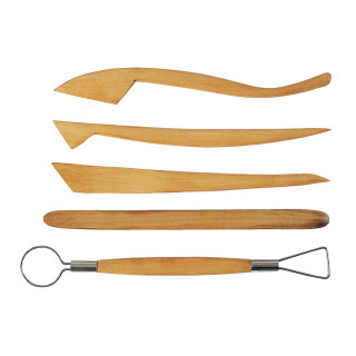 Set de 5 outils de modelage en bois et mirette en acier - Boesner
