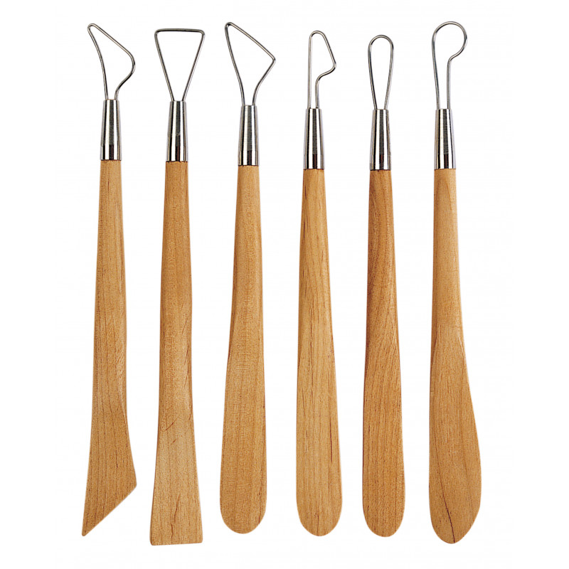 Set de 6 mirettes et outils de modelage en bois