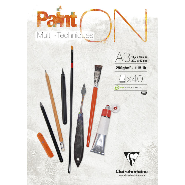 Papier Blanc Paint'On Clairefontaine 250g/m² 40 feuilles