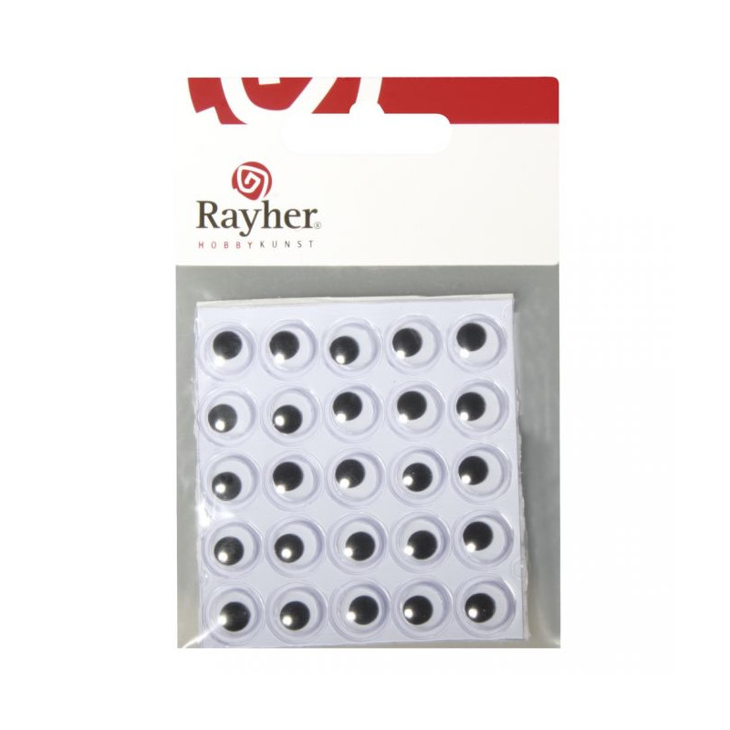 Yeux mobiles plastique autocollant - Rayher