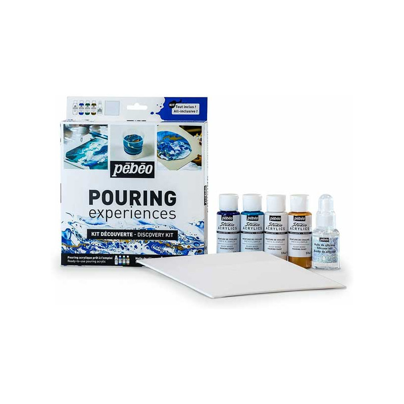 Pébéo kit Pouring acrylique Découverte 4x59 ml + Silicone 50 ml