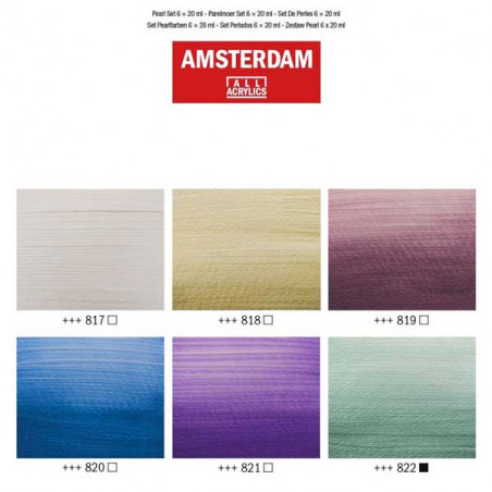Voici le <STRONG>set de 6 tubes de peinture acrylique Pearl Amsterdam Standard</STRONG>. De nouvelles possibilités s'offrent à v