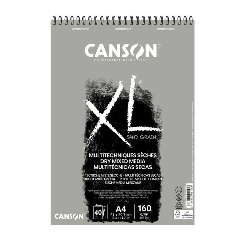 Le <STRONG>papier Canson XL Sand Grain</STRONG> offre un <STRONG>papier à dessin</STRONG> avec une texture sablée gris. Il conti