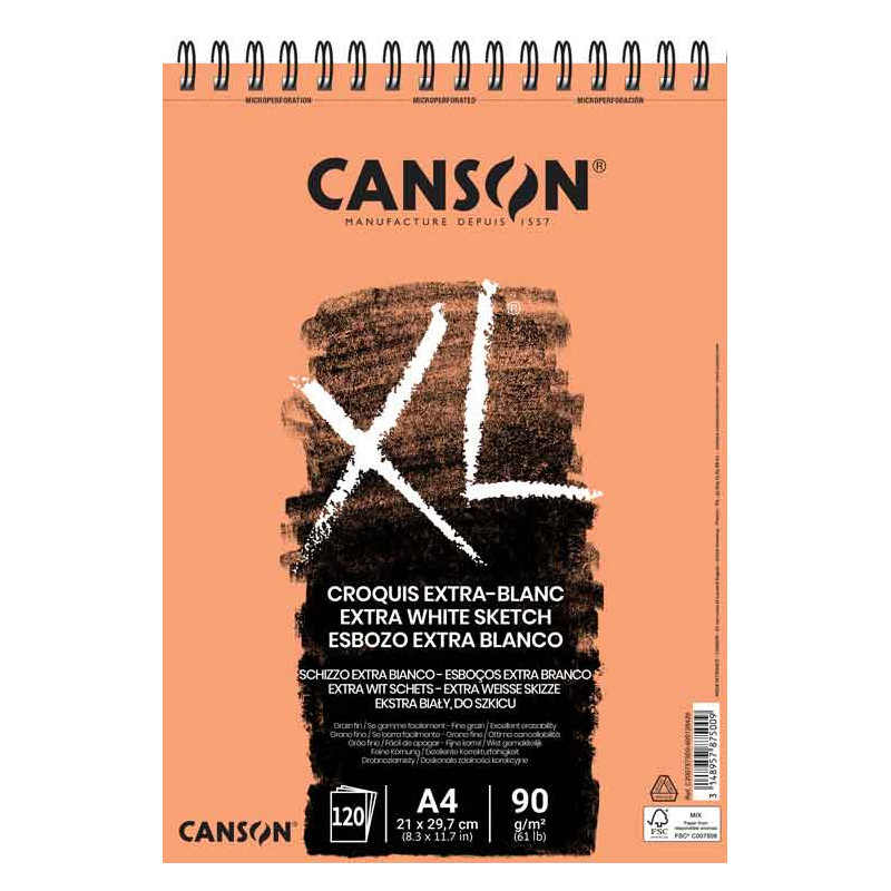 CANSON BLOC CROQUIS XL EXTRA WHITE 90G A5 60F