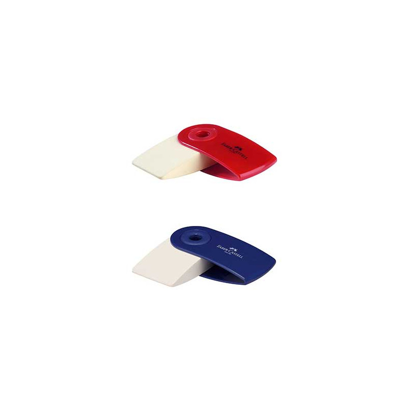 Gomme Sleeve Mini Faber Castell avec étui Rouge ou Bleu