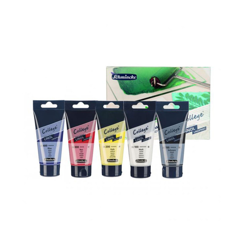 Coffret 5 encres linogravure Collège Schmincke - Tube 75 ml