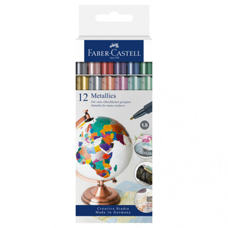 FABER CASTELL METALLIC MARKER SET DE 12