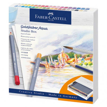 Le coffret <STRONG>Goldfaber Aqua Studio box</STRONG> se compose de 38 crayons aquarellables Goldfaber, 2 crayons graphite Goldf
