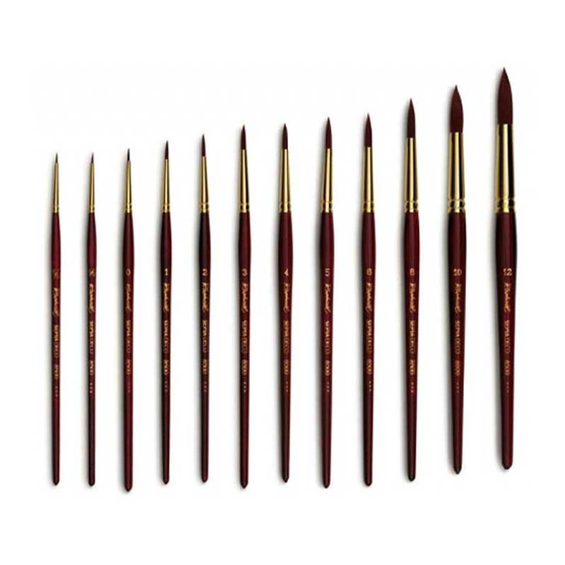 Les <STRONG>pinceaux Déco série 8500 Raphaël</STRONG> présentent une <STRONG>pointe ronde</STRONG> en fibres <STRONG>sépia</STRO