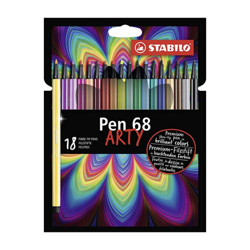 <STRONG>Pochette de 18 feutres Pen 68 Arty Stabilo</STRONG>® pour débuter ou compléter votre collection de couleurs. 