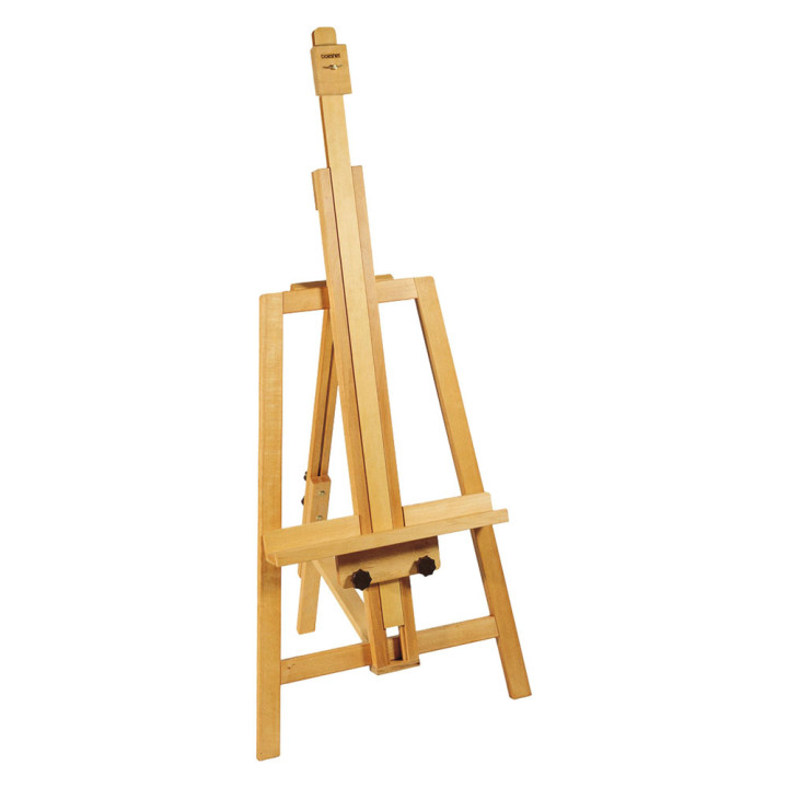 Ce <STRONG>chevalet d’atelier</STRONG> est en hêtre massif et se destine à de très grands formats de tableaux pouvant aller jusq
