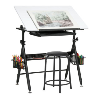 Table à dessin Stiletto avec tabouret et rangements - Boesner