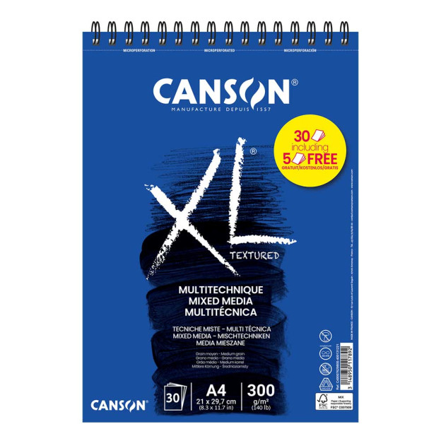 CANSON BLOC XL MIXMEDIA  A4 300G 30F DONT 5 GRATIS