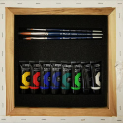 Découvrez le kit Campus acrylique « Peindre comme Vaco », un set d’initiation à la peinture acrylique comprenant 8 tubes de 21 m