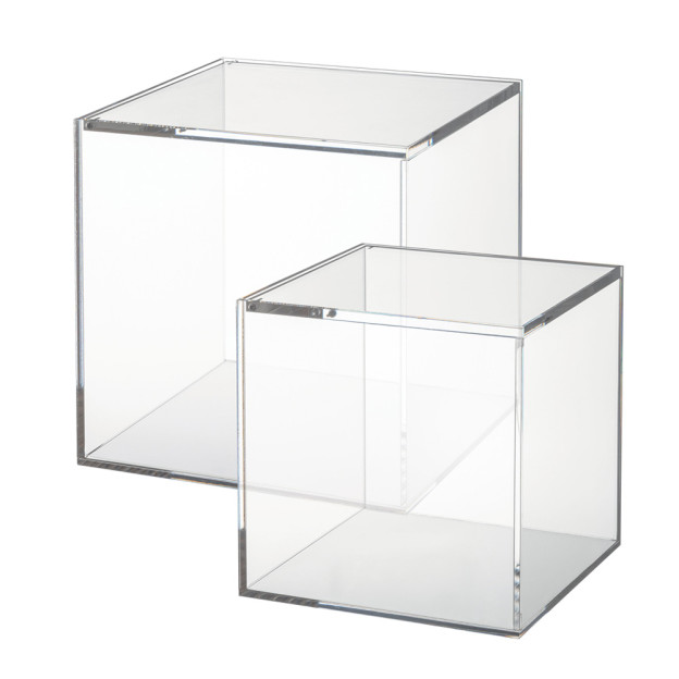 Découvrez les cubes de présentation en verre avec couvercle Boesner, disponibles en trois tailles au choix.