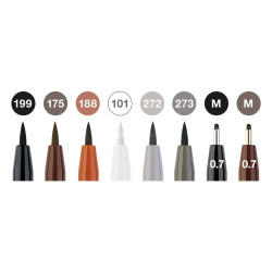 Découvrez la pochette de 8 feutres Pitt Artist Pen Faber Castell "Classique" comprenant des feutres aux teintes naturelles en po