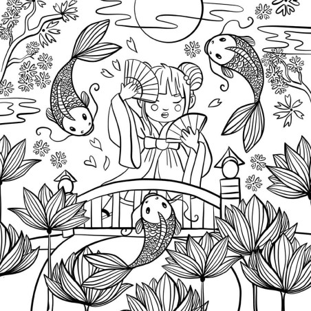 Découvrez le carnet de coloriage « Chibi » avec des dessins à colorier illustrés par Sandrine Fourrier, édition Hachette.