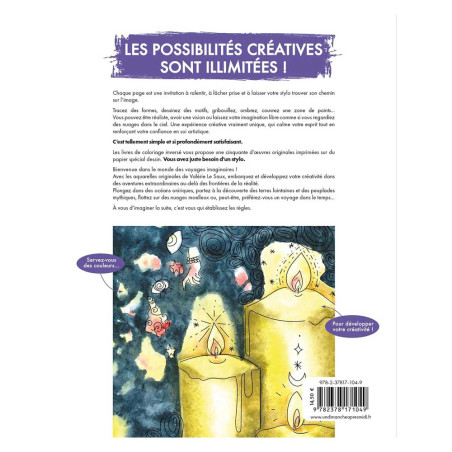Découvrez le carnet de coloriage inversé « Voyages Imaginaires », édition Un Dimanche Après-midi, composé d’une cinquantaine d’a