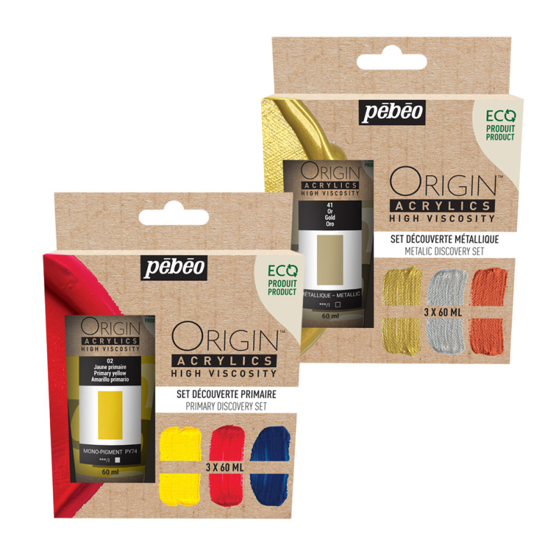 ORIGIN ACRYLICS SET DÉCOUVERTE 3 x 60 ML PRIMAIRE