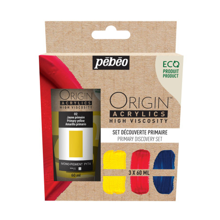ORIGIN ACRYLICS SET DÉCOUVERTE 3 x 60 ML PRIMAIRE