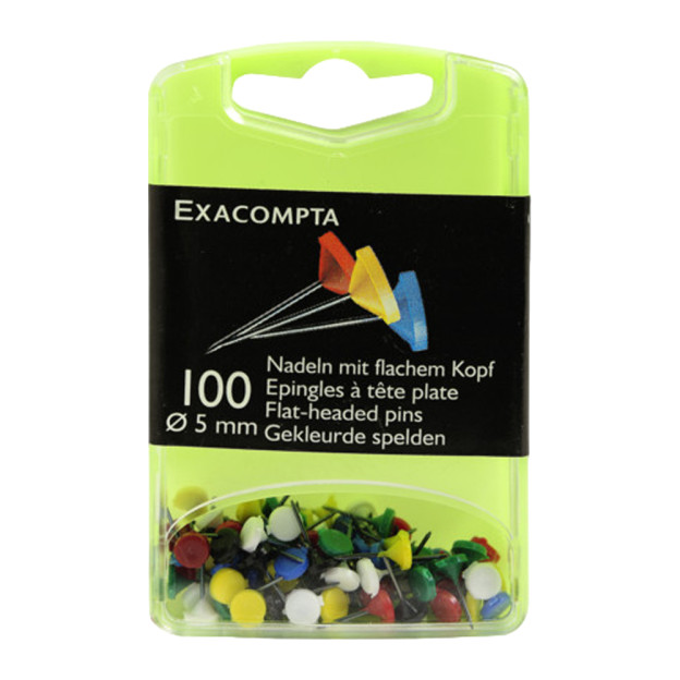 EXA BOITE DE 100 EPINGLES TETE PLATE 5 MM ASSORTIES