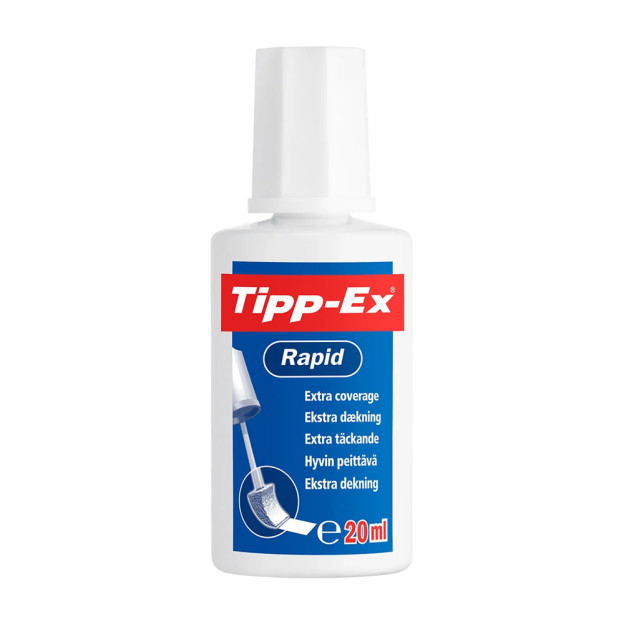 Découvrez le flacon de correcteur liquide blanc Rapid Tipp-Ex pour corriger les erreurs d’écriture. Flacon de 20 ml.