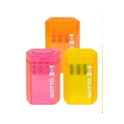 Le taille-crayon de la marque Giotto dispose de 3 trous : petit, moyen et grand. Il est adapté pour tailler tout type de crayons