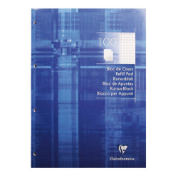 Découvrez le bloc de cours de 100 feuilles petits carreaux Clairefontaine 90g/m², format 21 x 29,7 cm, blanches, perforées. Parf