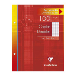 Découvrez l’étui de 100 petites feuilles doubles Clairefontaine, format 17 x 22 cm, grands carreaux, perforées. Parfait pour l’é