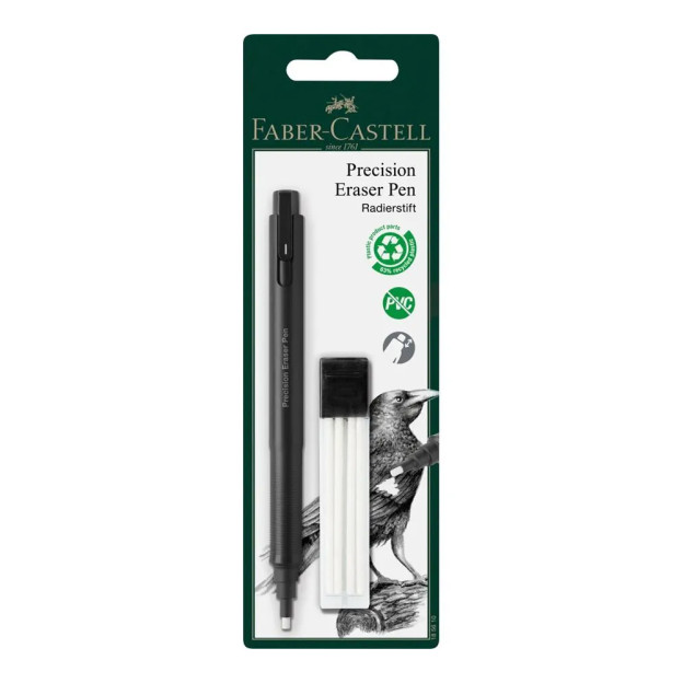 Découvrez la gomme de précision Faber Castell "Precision Eraser Pen" avec recharges, une gomme au format stylo pour une bonne pr