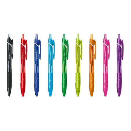 Découvrez le stylo bille roller Jetstream Uni-Ball avec pointe rétractable 0,7 mm pour une écriture fluide et fine. Disponible e