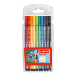 Découvrez les pochettes plastiques de feutres Pen 68 STABILO disponibles en trois assortiments : 10, 15 ou 30 feutres.