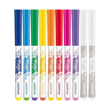 Découvrez la boîte de 10 feutres Magic Color’peps de Maped, ces feutres possèdent des couleurs lumineuses et vibrantes, idéal po