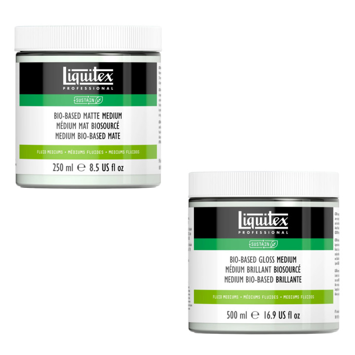 Découvrez le médium Bio-Based Liquitex disponible en version Mat ou Brillant, parfait pour la gamme Heavy Acrylic Bio-Based mais
