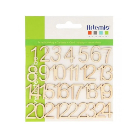 Découvrez le sachet de 24 chiffres en bois pour calendrier de l’Avent à créer soi-même. Ces chiffres en bois brut peuvent être p