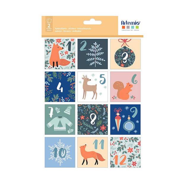 Découvrez le sachet de 24 stickers Woodsy Christmas pour calendrier de l’Avent DIY, de très jolis autocollants sous la thématiqu