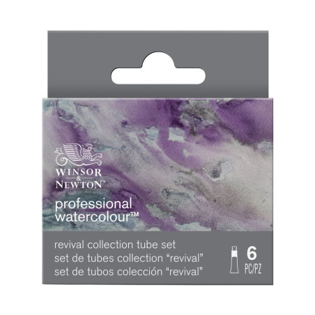 Découvrez le set de peintures aquarelle Winsor &amp; Newton collection Revival, un coffret de 6 tubes 5 ml aux couleurs vibrante