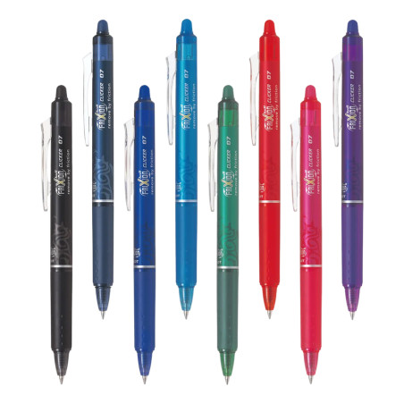 Découvrez le stylo FriXion Ball Clicker de la marque Pilot un stylo effaçable grâce à son embout gomme et son encre gel thermose