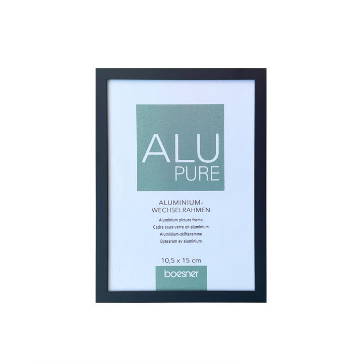 Découvrez les cadres avec verre en aluminium Boesner, finition noir mat, disponibles en différents formats. Parfait pour mettre 