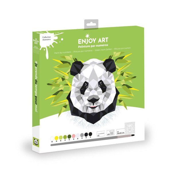 Découvrez le kit de peinture au numéro « Panda » de la marque Enjoy Art, un coffret complet comprenant une toile pré-dessinée 30