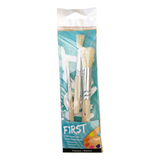 Découvrez le set de 3 pinceaux pochoirs First de la marque Léonard, des pinceaux en soie blanche parfaits pour peindre sur pocho